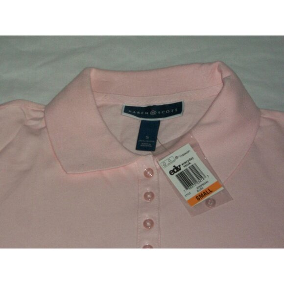 Macys Karen Scott Woman's Pink Blush Polo Short Sleeve Top T-Shirt Size Small - Picture 7 of 9